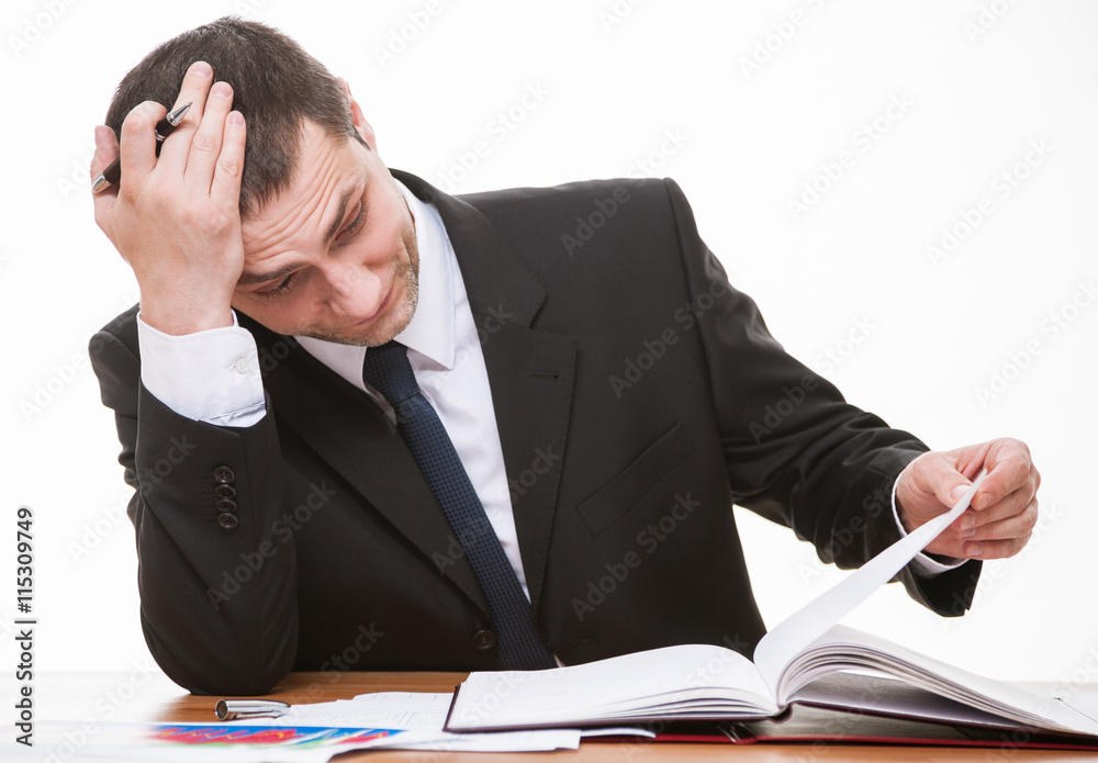 Businessman working with information Businessman working with information