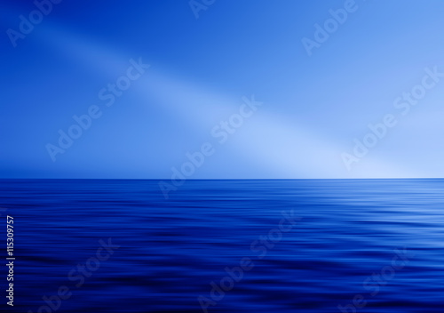 Blue Ocean horizon ray of light abstraction