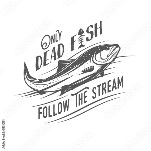Set of vintage carp fish in various positions. Opened and closed mouth. Single color, negative space illustration
