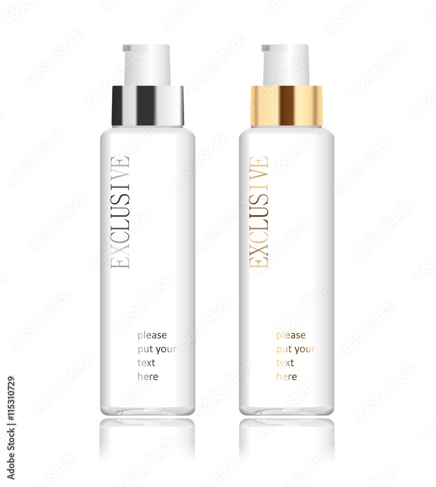 Two transparent cosmetic bottles Two transparent cosmetic bottles
