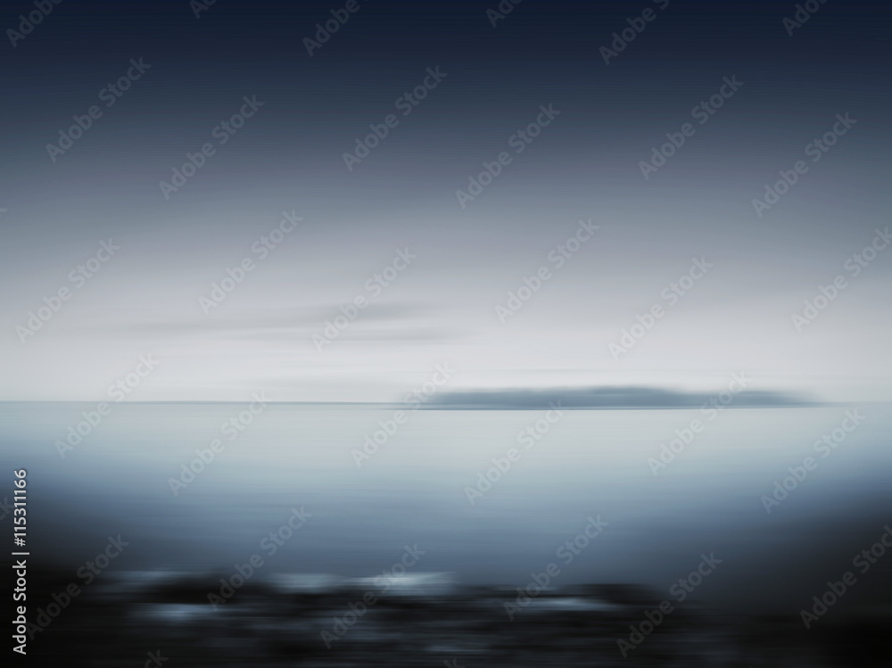 Horizontal black white island blur motion abstraction