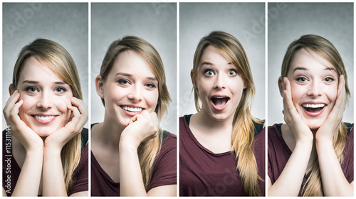 Verschiedene Portraits einer blonden Frau photo