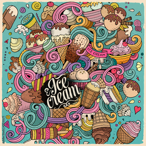 Cartoon hand-drawn doodles Ice Cream illustration