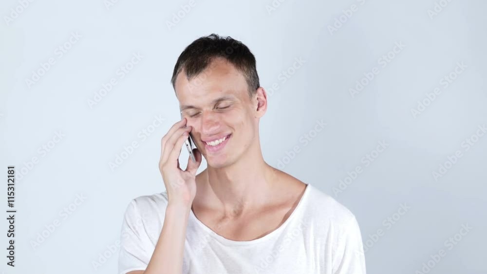 Phone call , handsome man portrait