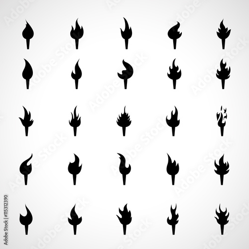 Torch Icons Set - Isolated On Gray Background - Vector Illustration, Graphic Design. For Web, Website, Print Materials