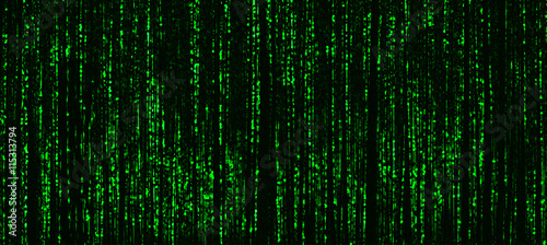 Horizontal vivid green matrix neo cyberpunk hacker terminal abst