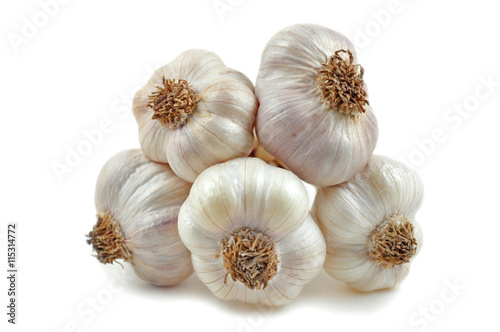 Garlic, Allium sativum, on white background