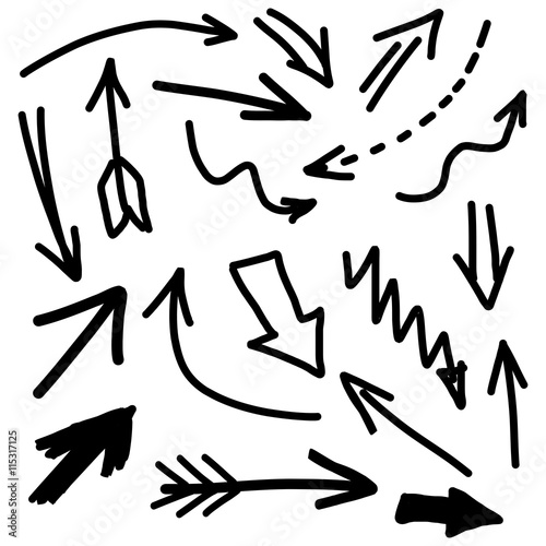 Modern Hand Drawn Arrow Set Different Vintage Style
