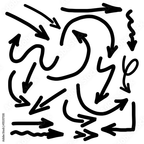 Crazy Hand Drawn Arrow Set Showing Directions in Style