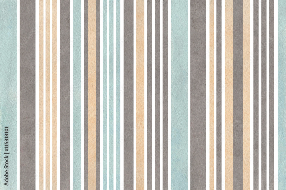 Obraz premium Watercolor beige, gray and blue striped background.