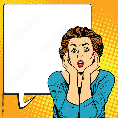 Surprised woman pop art retro style