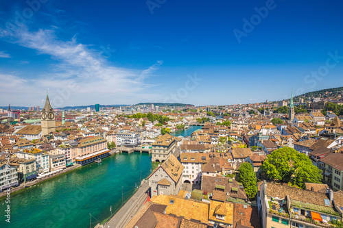 Historic Zürich city center with river Limmat, Switzerland