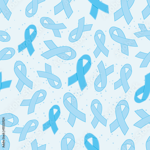 Blue awareness ribbon seamless vector background.
