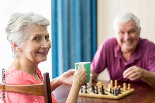 Senior couple playing chess