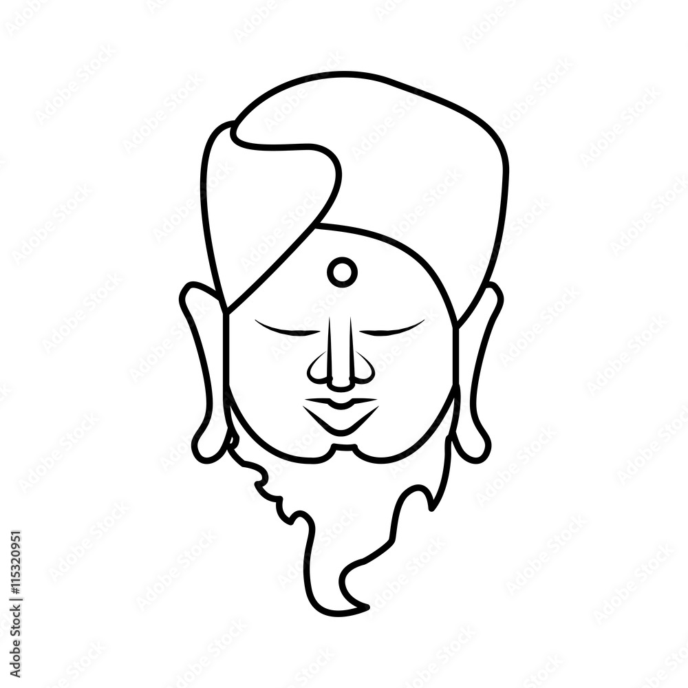 Indian culture concept represented by cartoon man head icon. Isolated and flat illustration 