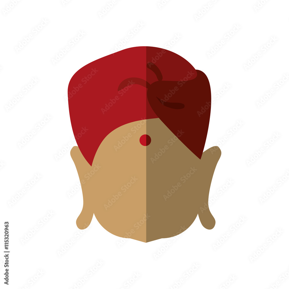 Indian culture concept represented by cartoon man head icon. Isolated and flat illustration Indian culture concept represented by cartoon man head icon. Isolated and flat illustration