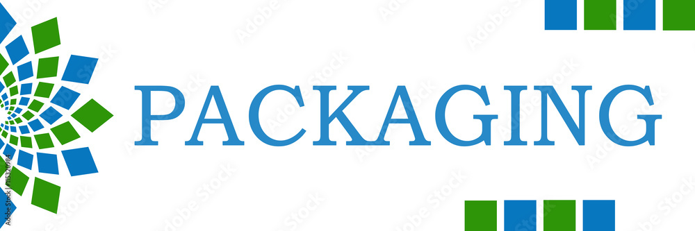 Packaging Green Blue Squares Horizontal Packaging Green Blue Squares Horizontal