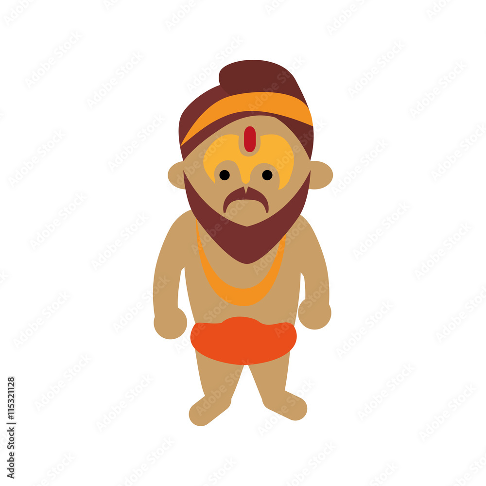 Obraz premium Indian culture concept represented by cartoon man icon. Isolated and flat illustration 