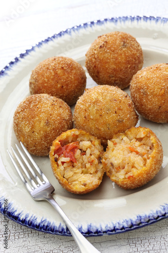 arancini di riso, fried risotto rice balls, italian sicilian food