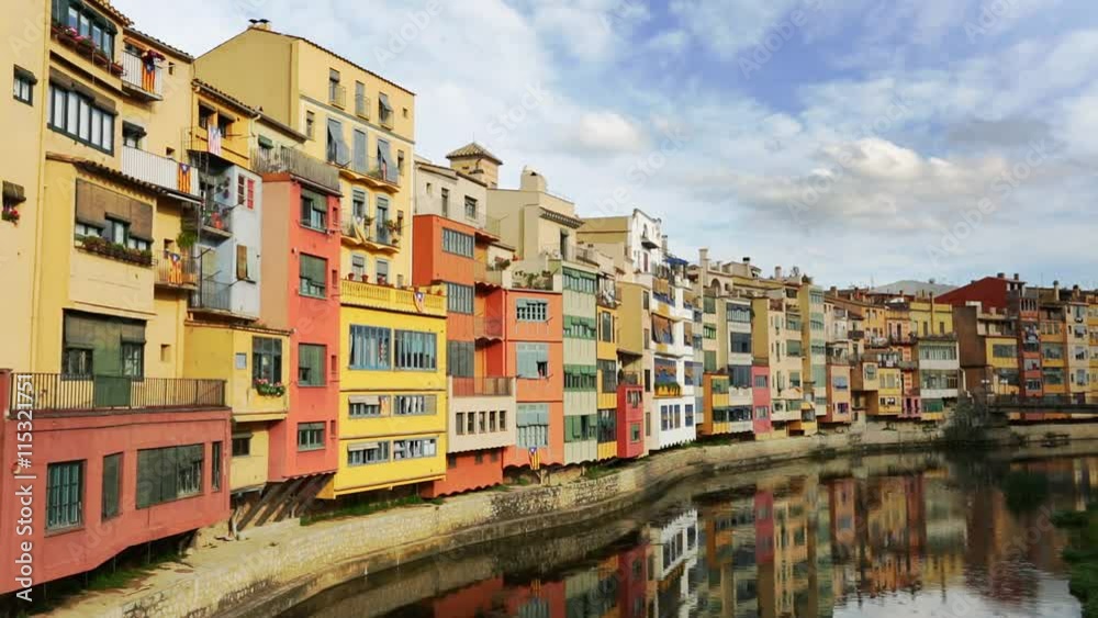 Picturesque view of Girona colorful river houses. Picturesque view of Girona colorful river houses.