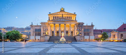 Berlin Concert Hall at famous Gendarmenmarkt Square in twilight, Berlin, Germany photo