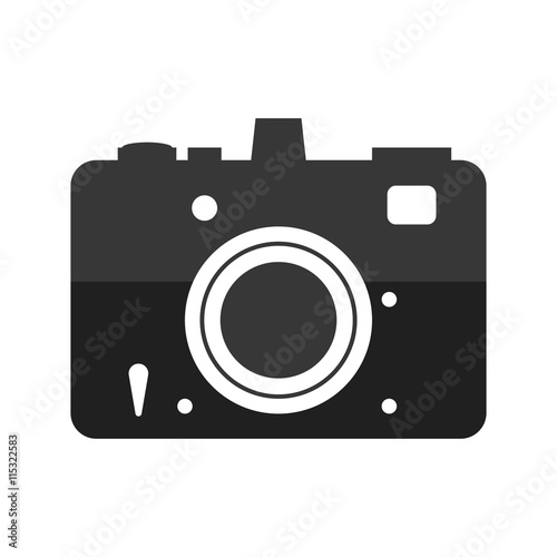 Gadget concept represented by silhouette of camera icon. Isolated and flat illustration 