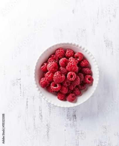 Fresh organic raspberries in a bowl
