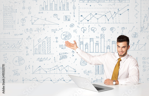 Businessman with diagram background