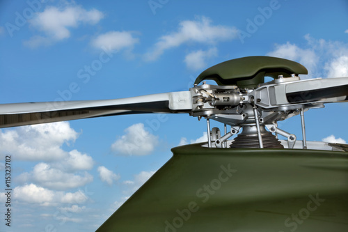 A rotor head of a modern military  helicopter  AW139