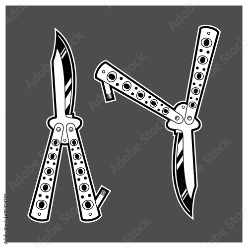 Balisong butterfly knife dagger duo