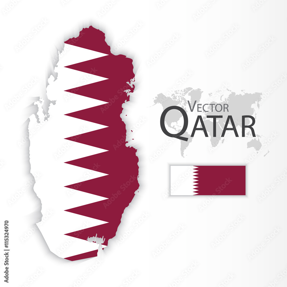Qatar State Of Qatar Flag And Map Transportation And Tourism Concept Stock Vector Adobe Stock