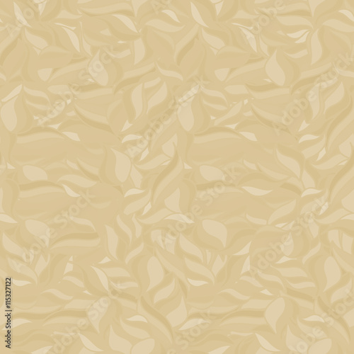 Soft seamless wavy pattern. Monochrome background. Light yellow beige colors. Abstract wallpaper with leaves. Waves texture. Vector illustration. 