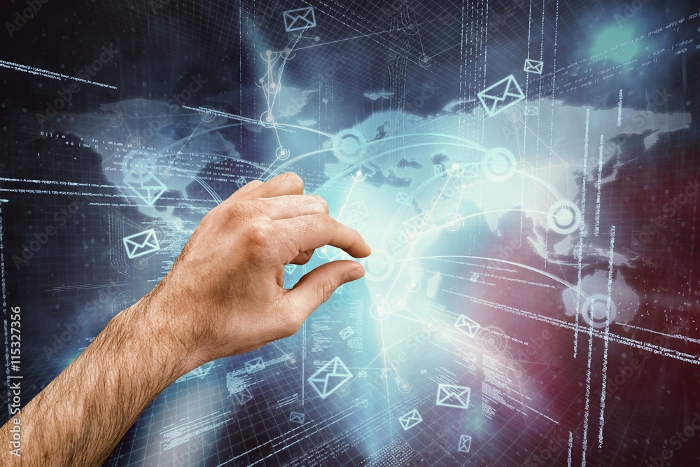 Fototapeta premium Composite image of hand showing