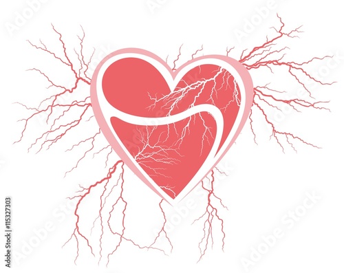 Broken heart with the lightning.