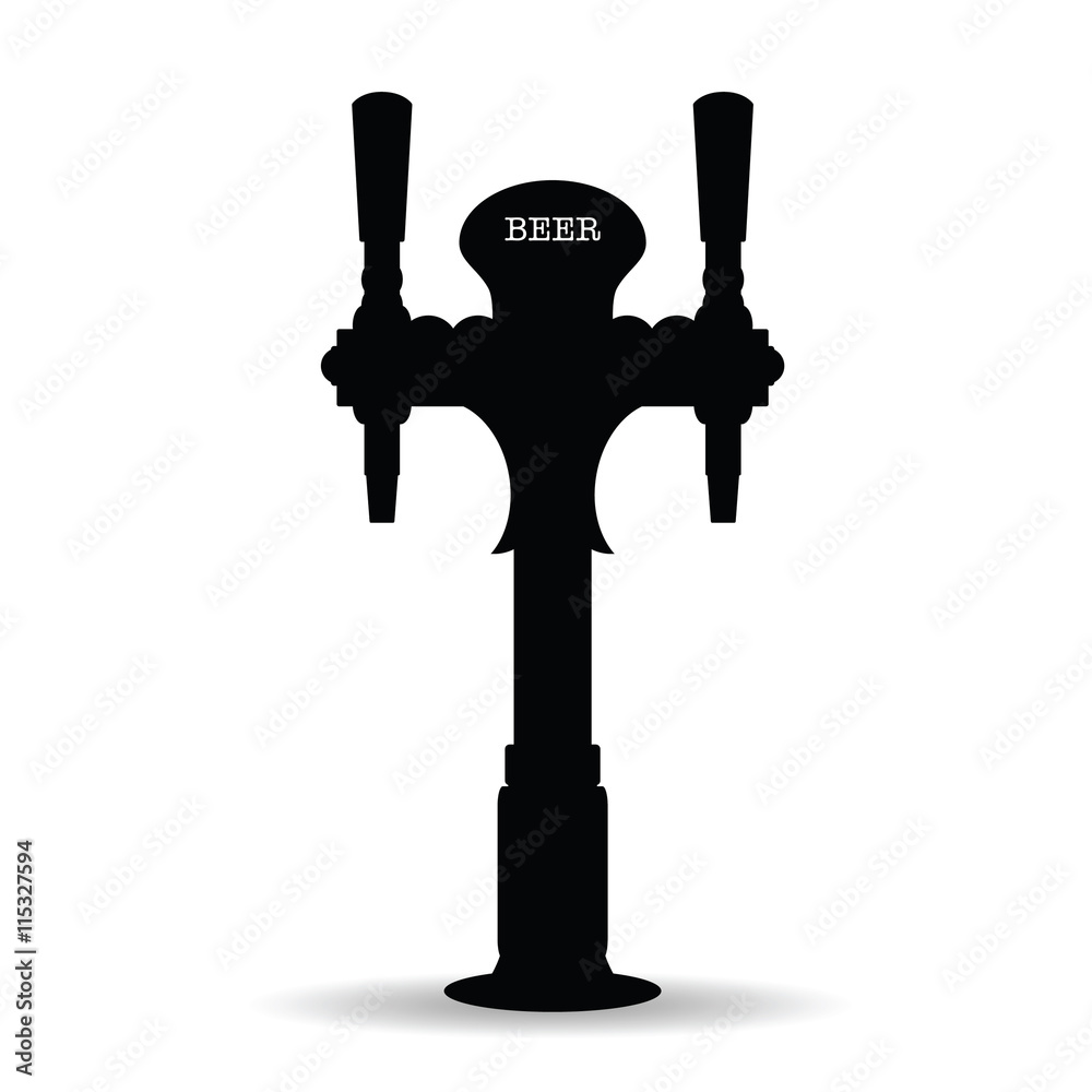 beer tap drink in black color art illustration - obrazy, fototapety, plakaty 