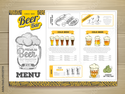 Vintage beer menu design.