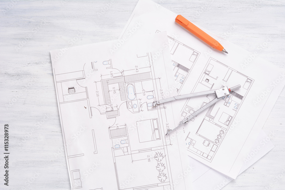 House plan and big house. Architecture concept. House plan and big house. Architecture concept.