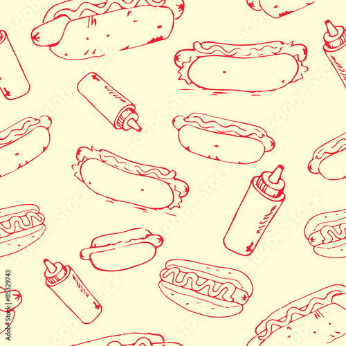 Hot Dog Seamless Pattern