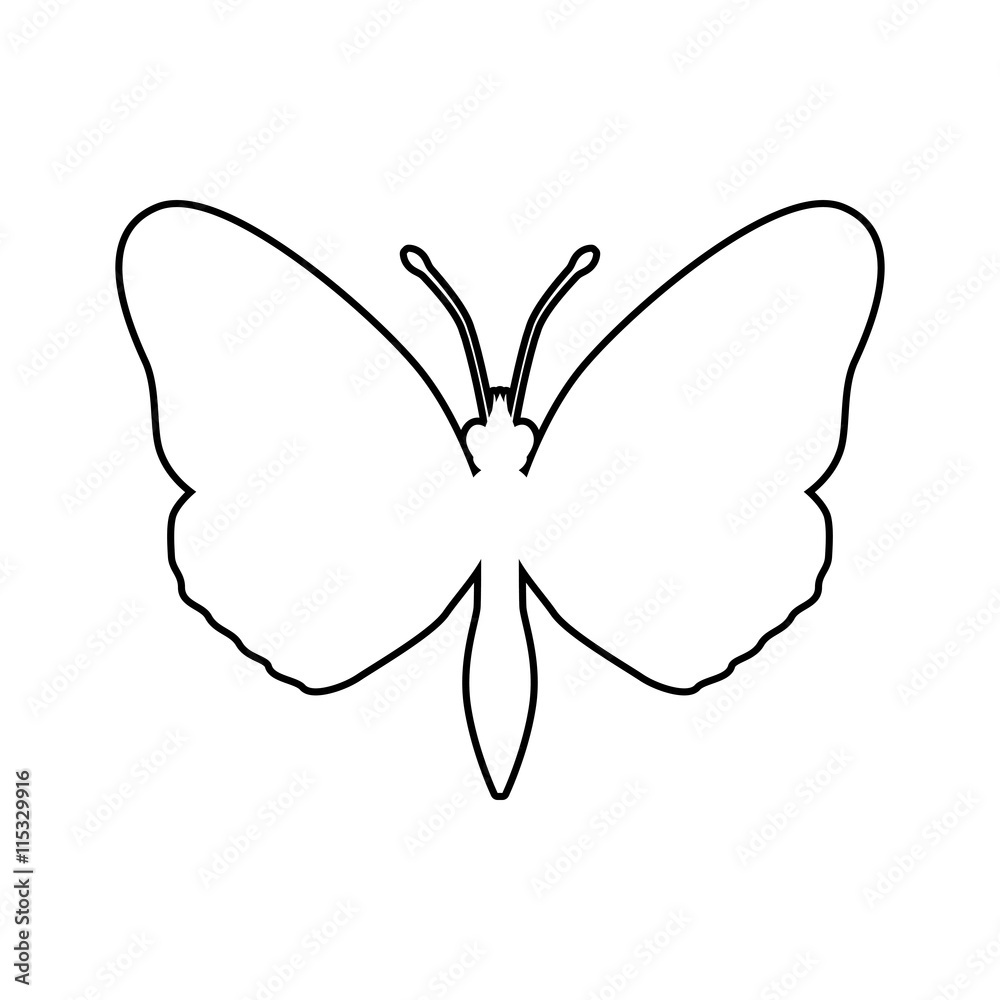 Fototapeta premium Insect concept represented by Butterfly silhouette icon. Isolated and flat illustration 