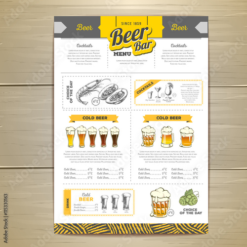 Vintage beer menu design.