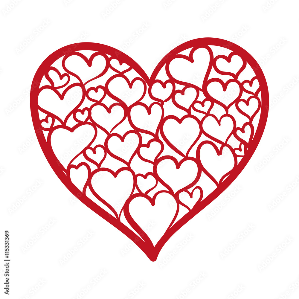 Love concept represented by red heart shape icon. Isolated and flat illustration 