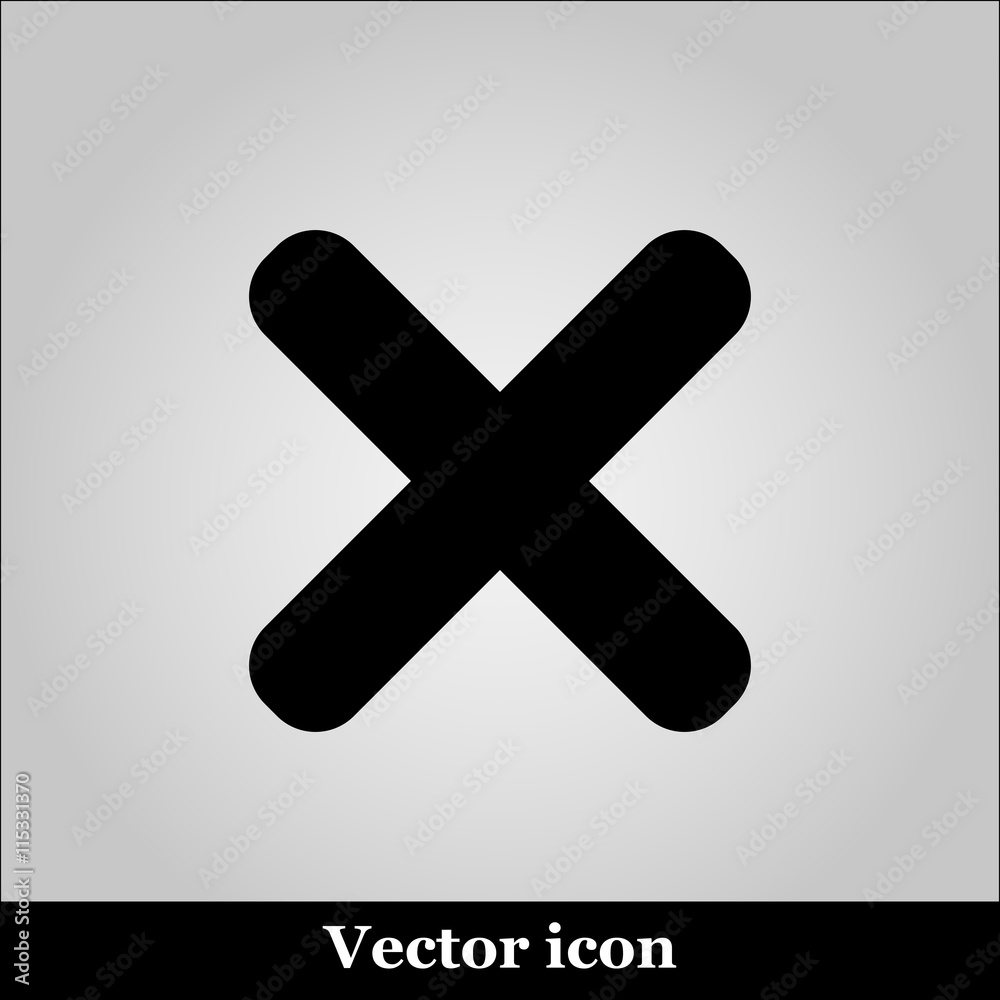 cross sign on grey background, vector illustration
