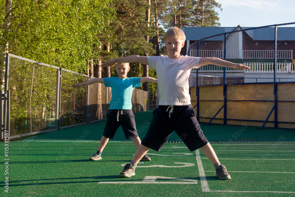 Children doing exercises Children doing exercises