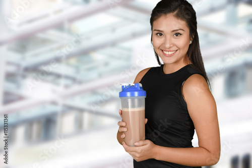 Woman With Protein Shake