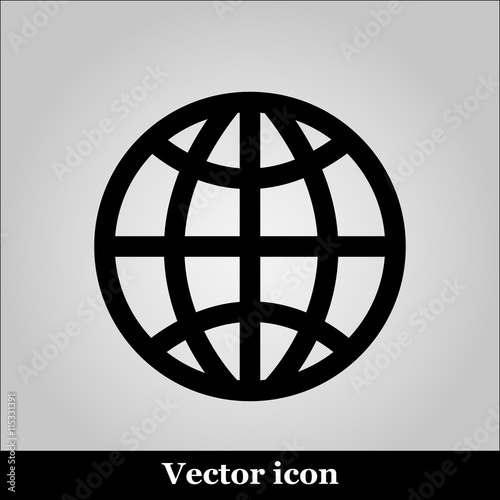 Vector globe icon on grey background  illustration