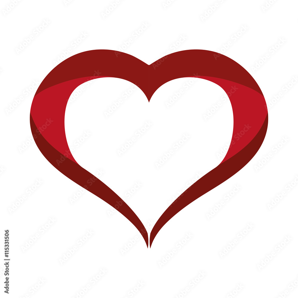 Love concept represented by red heart shape icon. Isolated and flat illustration  - obrazy, fototapety, plakaty 