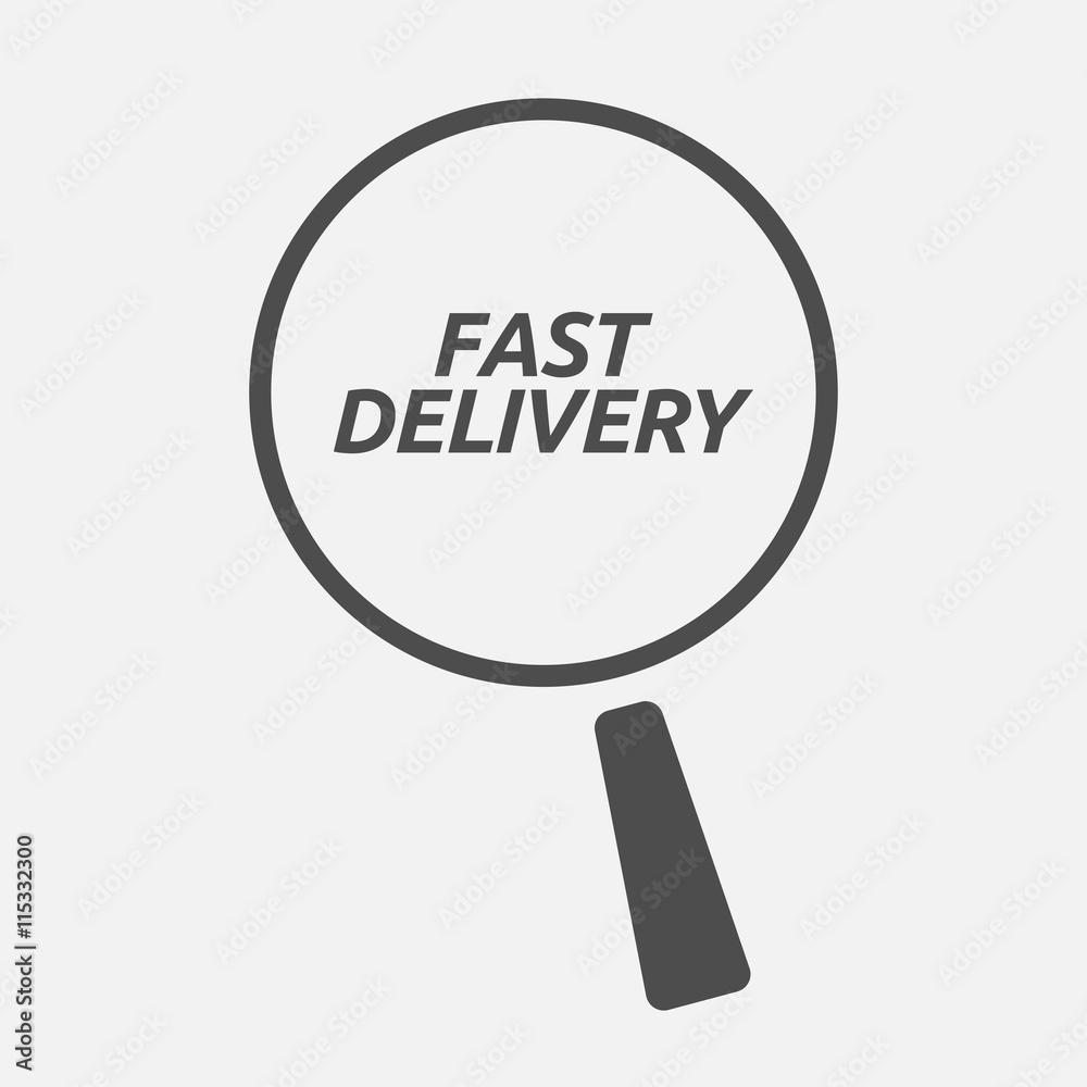 Isolated magnifying glass icon focusing the text FAST DELIVERY Isolated magnifying glass icon focusing the text FAST DELIVERY