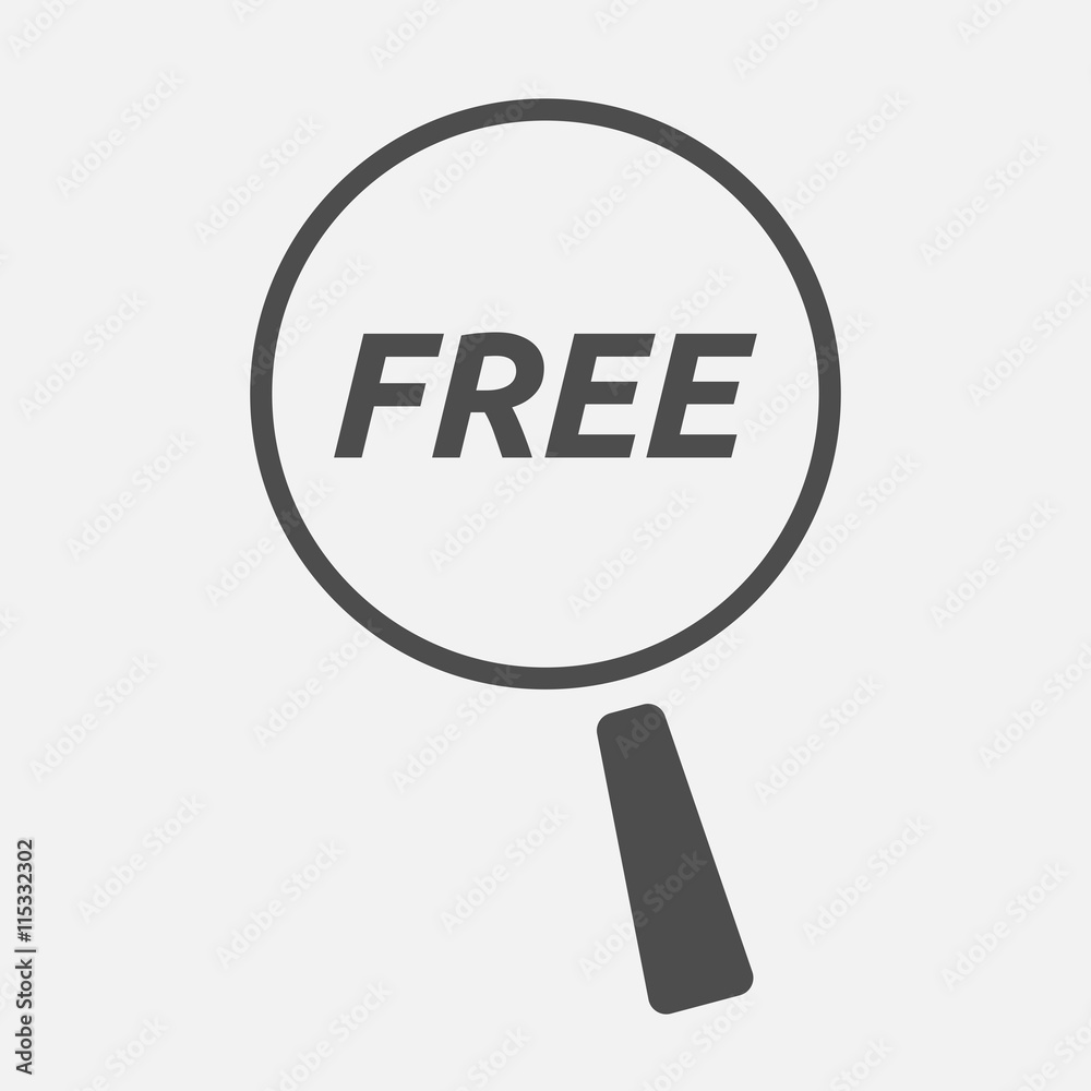 Isolated magnifying glass icon focusing the text FREE Isolated magnifying glass icon focusing the text FREE