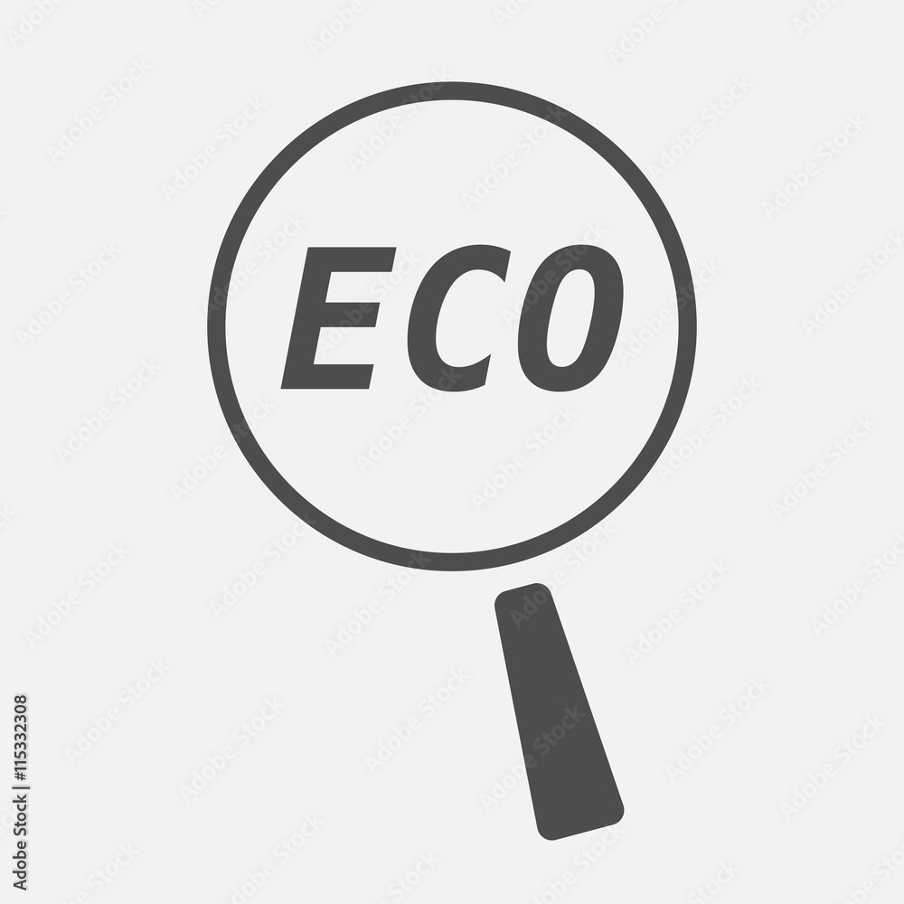 Isolated magnifying glass icon focusing the text ECO Isolated magnifying glass icon focusing the text ECO