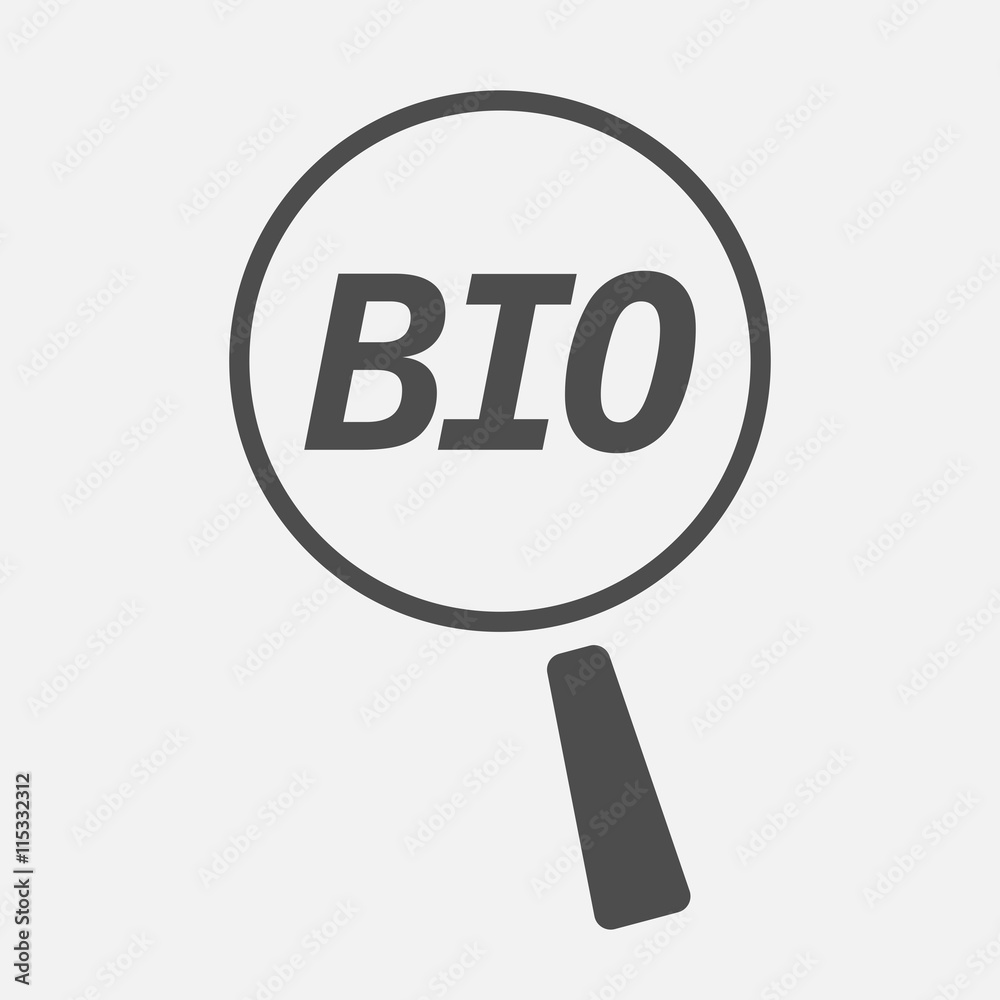 Isolated magnifying glass icon focusing the text BIO Isolated magnifying glass icon focusing the text BIO